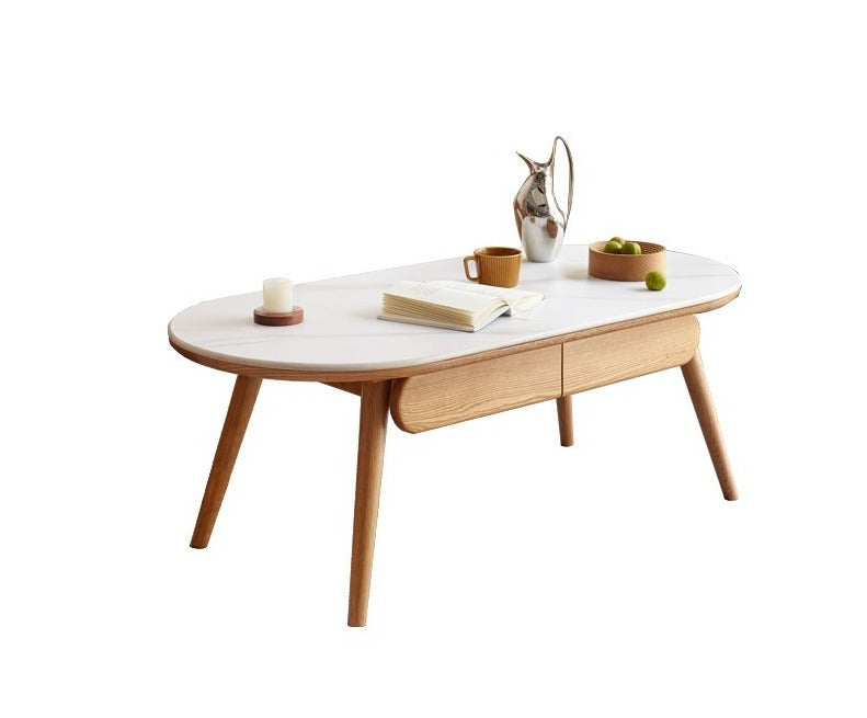 Coffee table slate Oak solid wood"