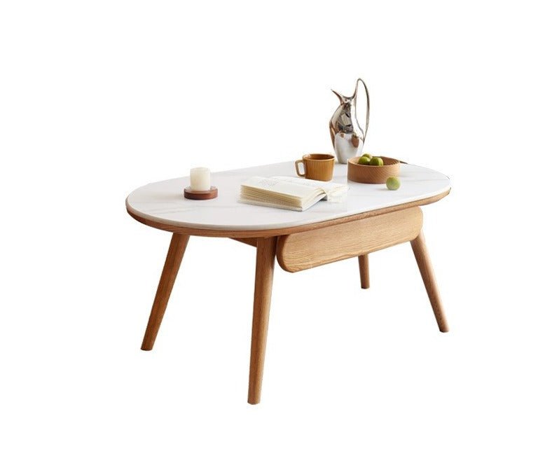 Coffee table slate Oak solid wood"