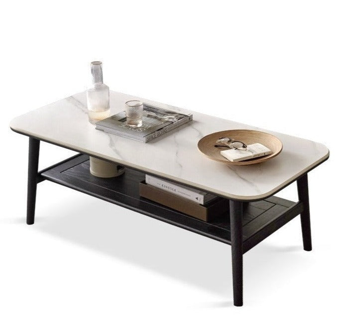 Oak solid wood light luxury rock plate smoky coffee table: