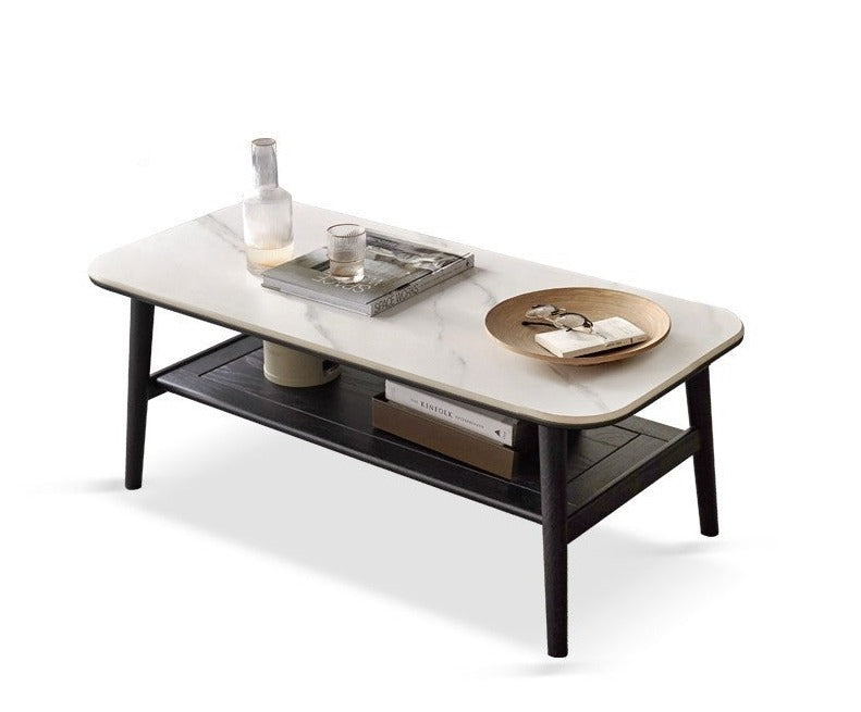 Oak solid wood light luxury rock plate coffee table"
