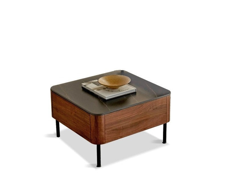 Coffee table Black walnut solid wood slate top"