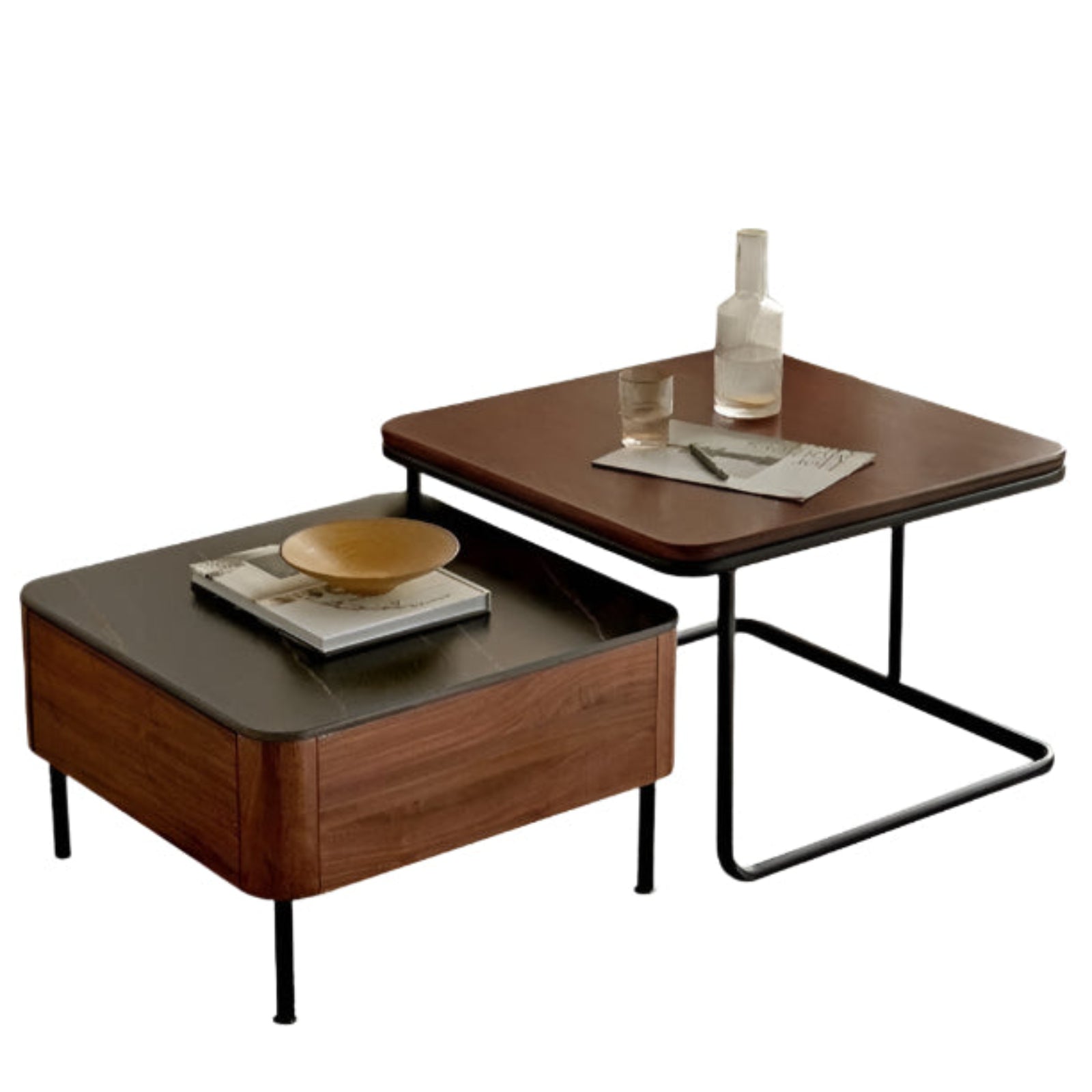 Sandalwood, Oak, Black Walnut Solid Wood Slate Top Coffee Table