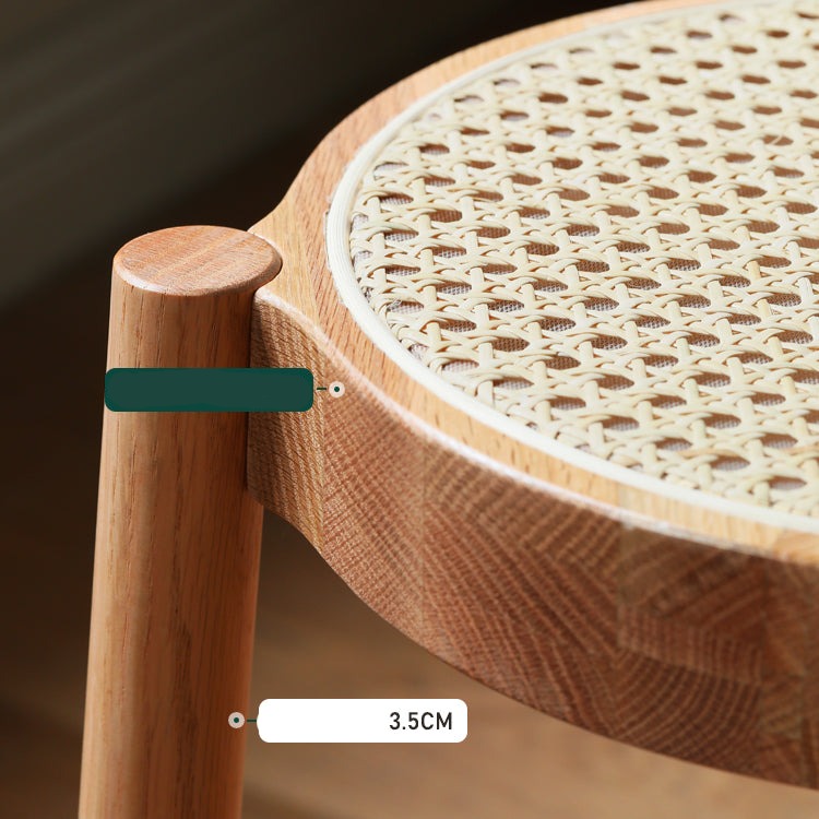 Stool rattan Oak solid wood can be stacked