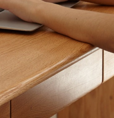 Office desk spindle-shaped slanted legs Oak solid wood+