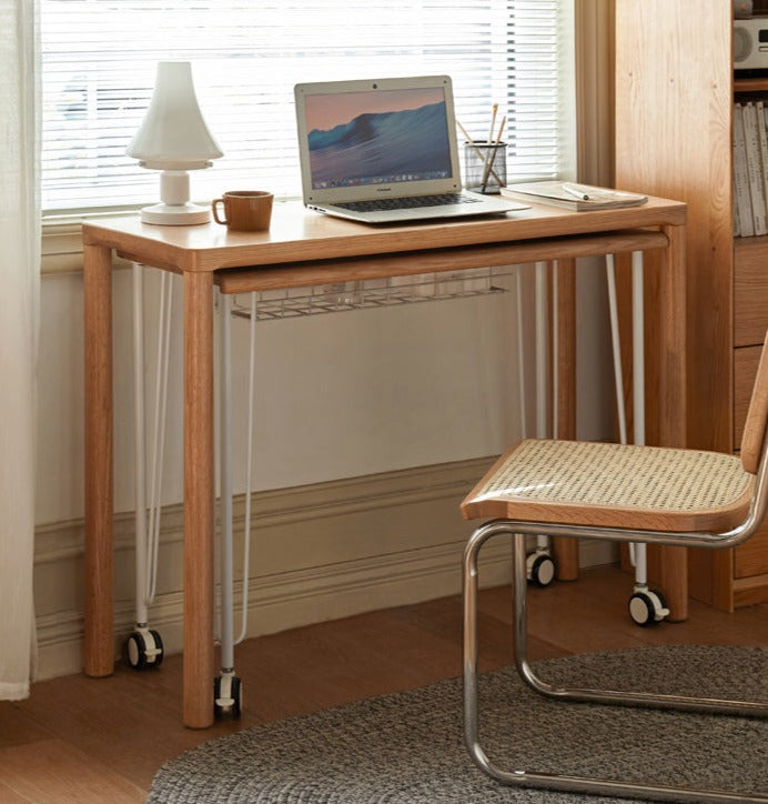 Two-level stackable Office desks Oak solid wood"