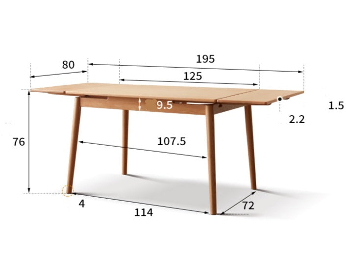 Retractable Oak solid wood dining table large tabletop-