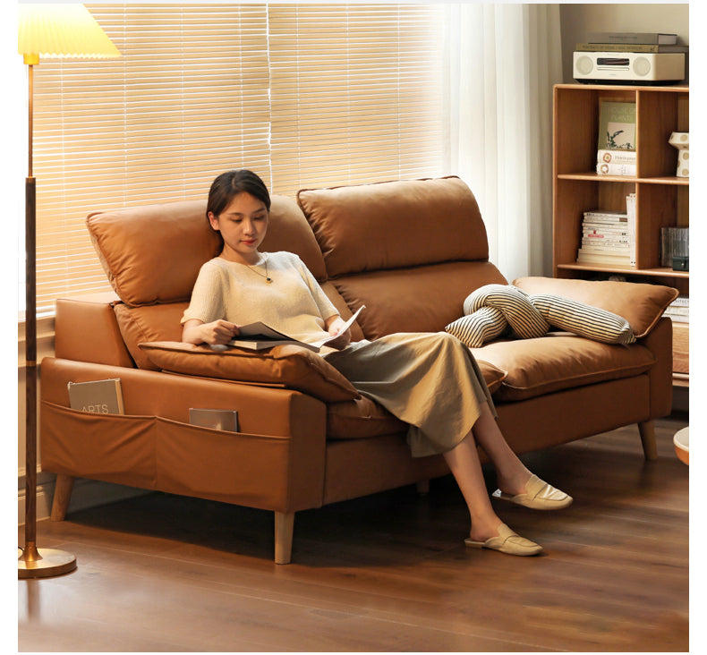 Technology fabric sofa with adjustable headrest-