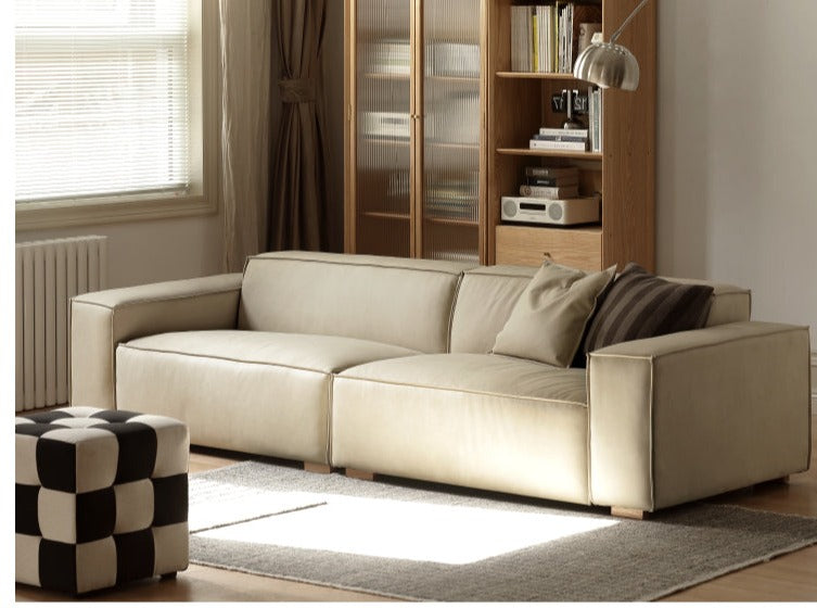 Luxury cow leather sofa, technical fabric sofa+