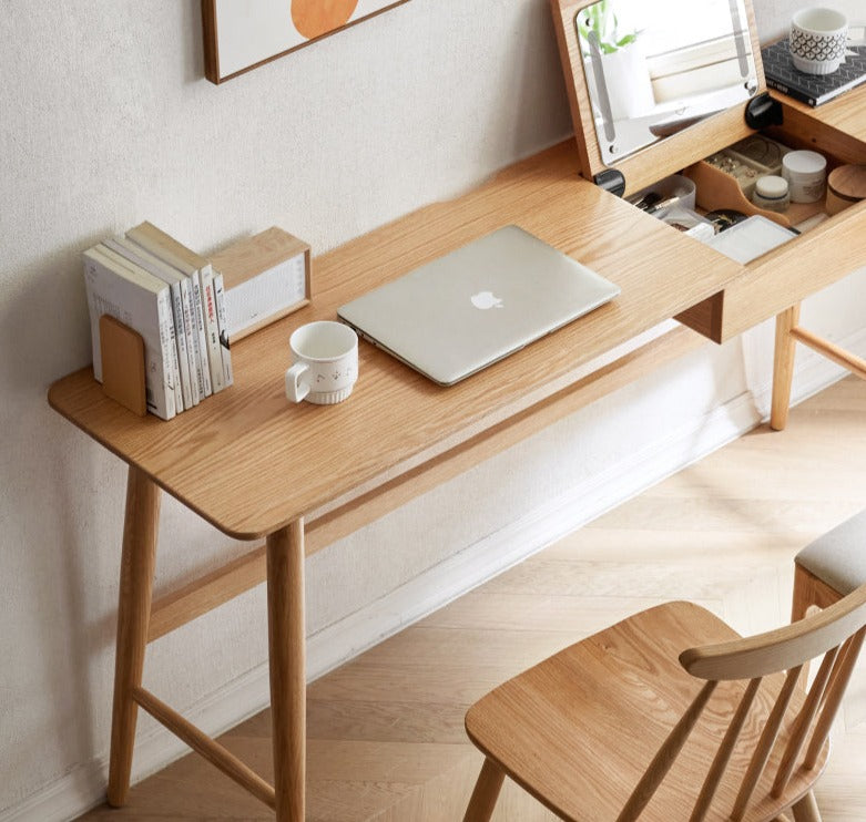 Oak solid wood Office desk and Dressing tables 2-in-1: