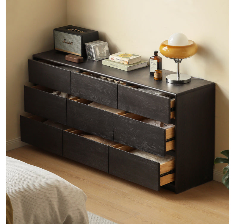 Black chest of drawers Oak solid wood"