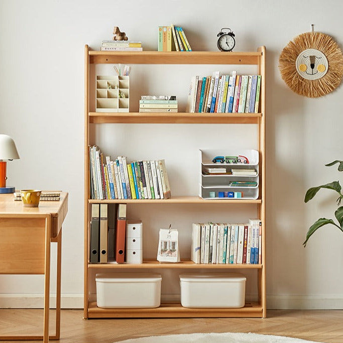 Beech, Oak Solid Wood Floor-To-Ceiling Bookshelf, Toy Storage