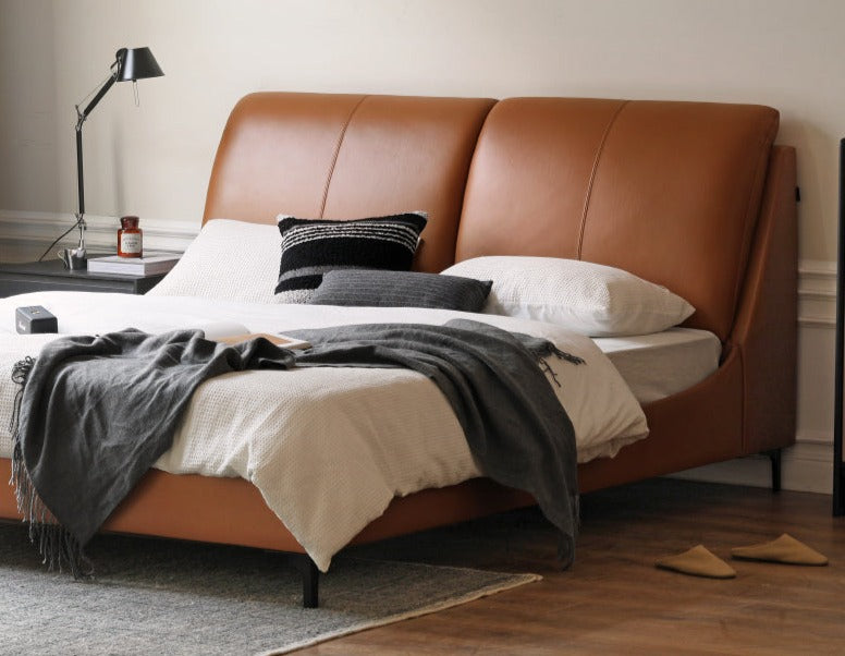 Light luxury Cow leather bed"