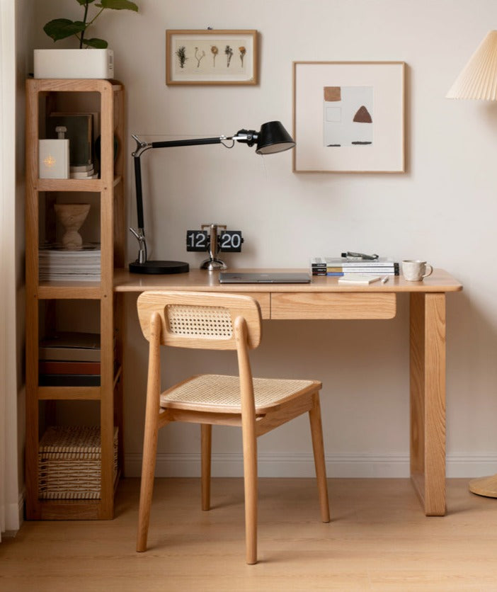Office desk Single Leg & bookshelf Oak solid wood"