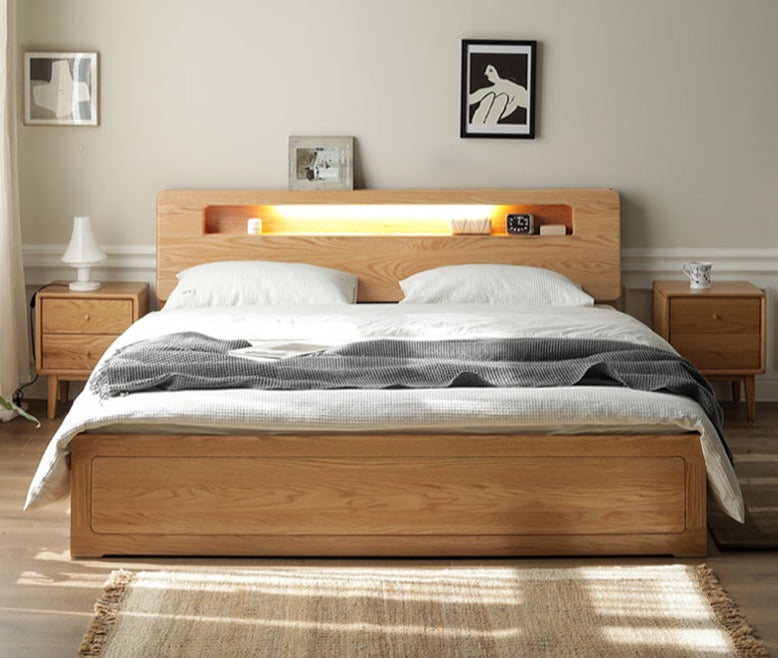 Luminous box bed Oak solid wood"