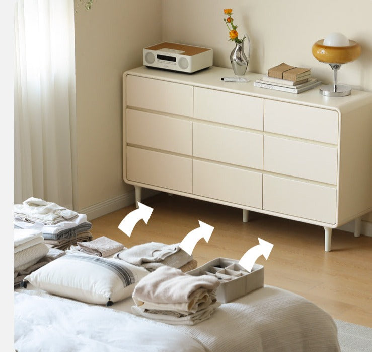 Cream style chest of drawers Ash solid wood"
