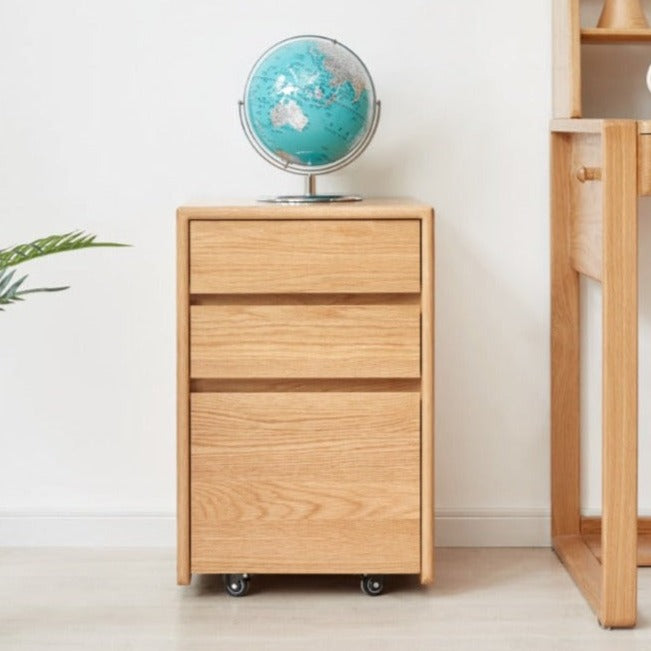 Drawer multi-functional bedside table Oak solid wood-