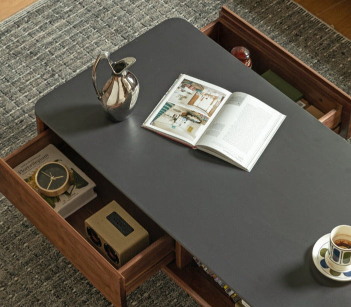 Coffee Table Black Walnut solid wood Black Slate"