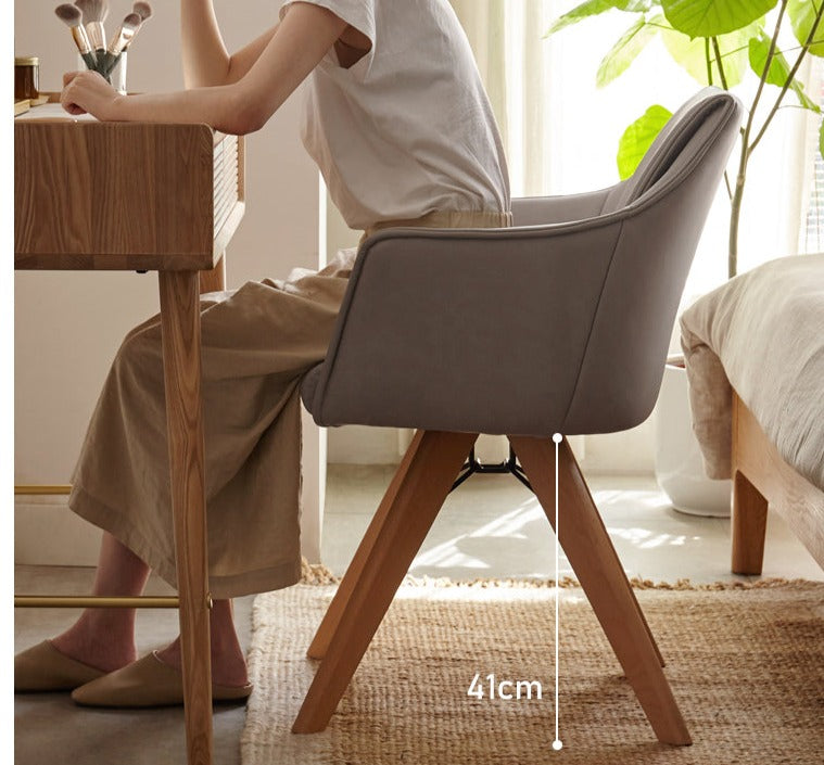 Rotating Chair Organic leather, Beech solid wood-