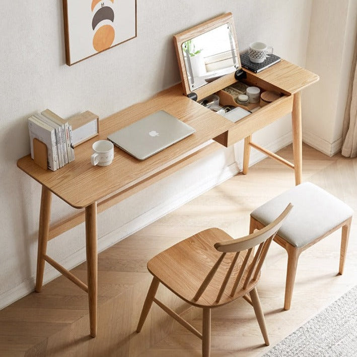 Oak solid wood Office desk and Dressing tables 2-in-1: