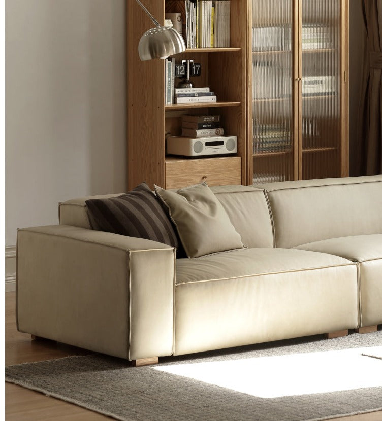 Luxury cow leather sofa, technical fabric sofa+