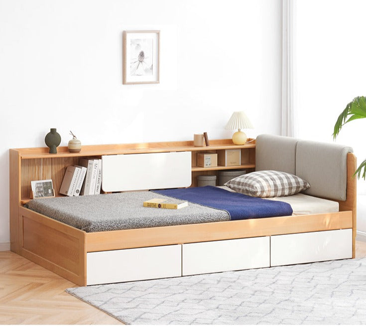 Box bed with drawer Beech solid wood-