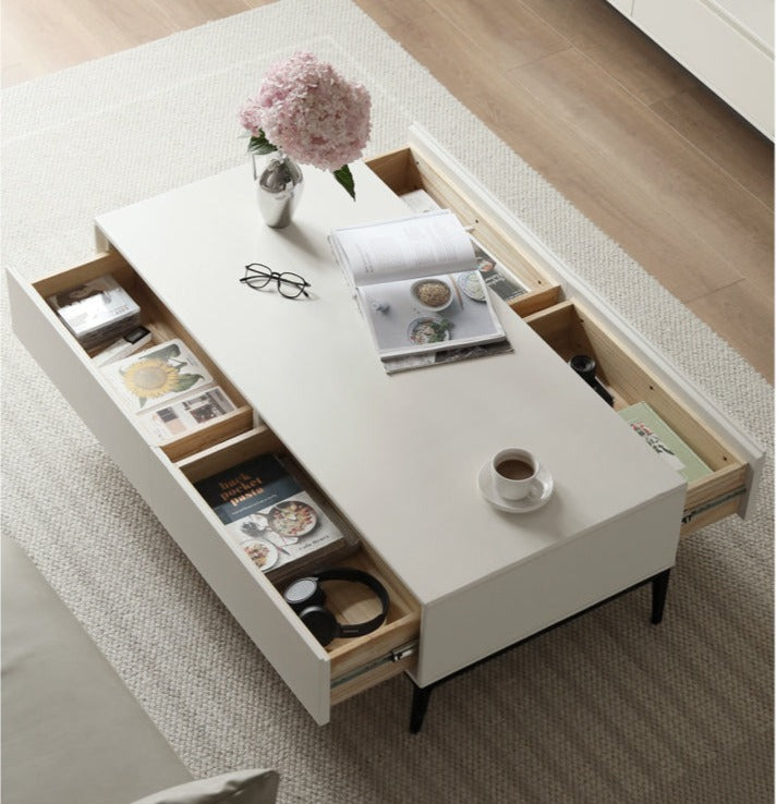 Elegant creamy white сoffee table Ash solid wood
