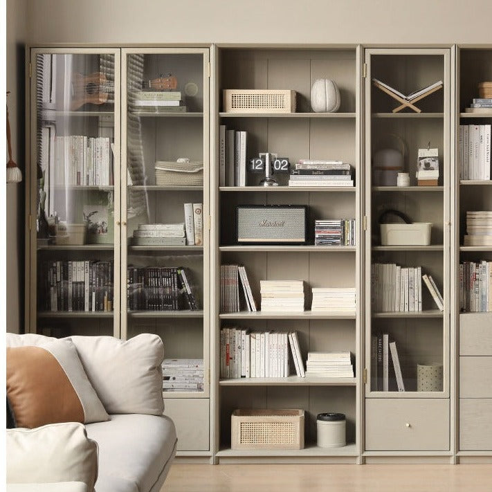 Combination bookcase light luxury oak solid wood ,floor-to-ceiling bookshelf"