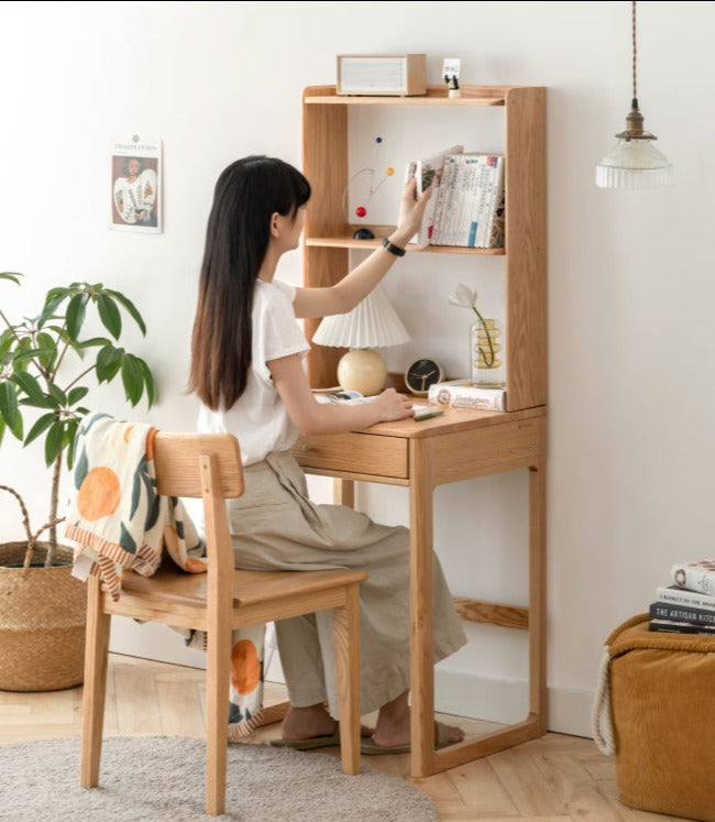 desk with bookshelf solid wood