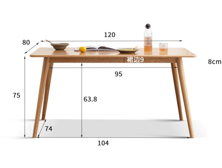 Retractable folding dining table oak solid wood+