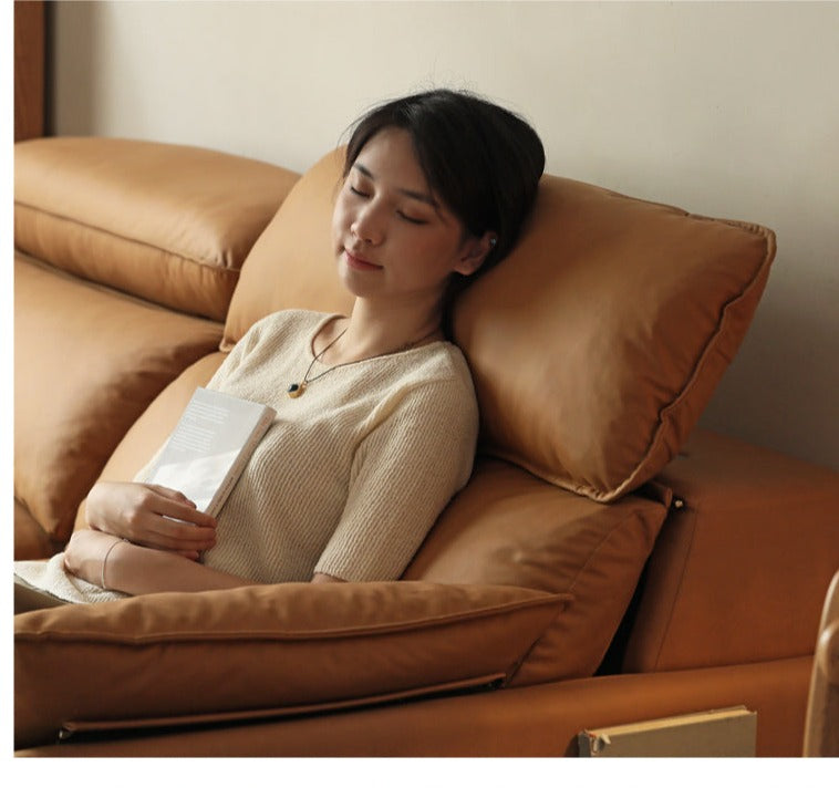 Technology fabric sofa with adjustable headrest+