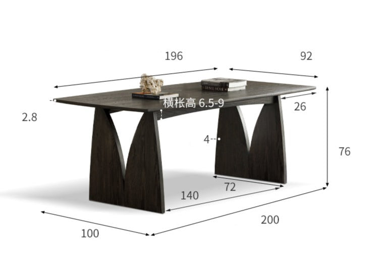 Oak Solid wood black dining table"