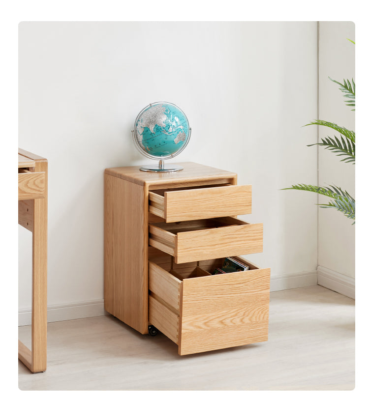 Drawer multi-functional bedside table Oak solid wood"