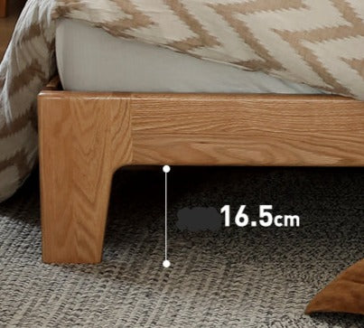 Fabric Bed Oak solid wood with light and shelf+