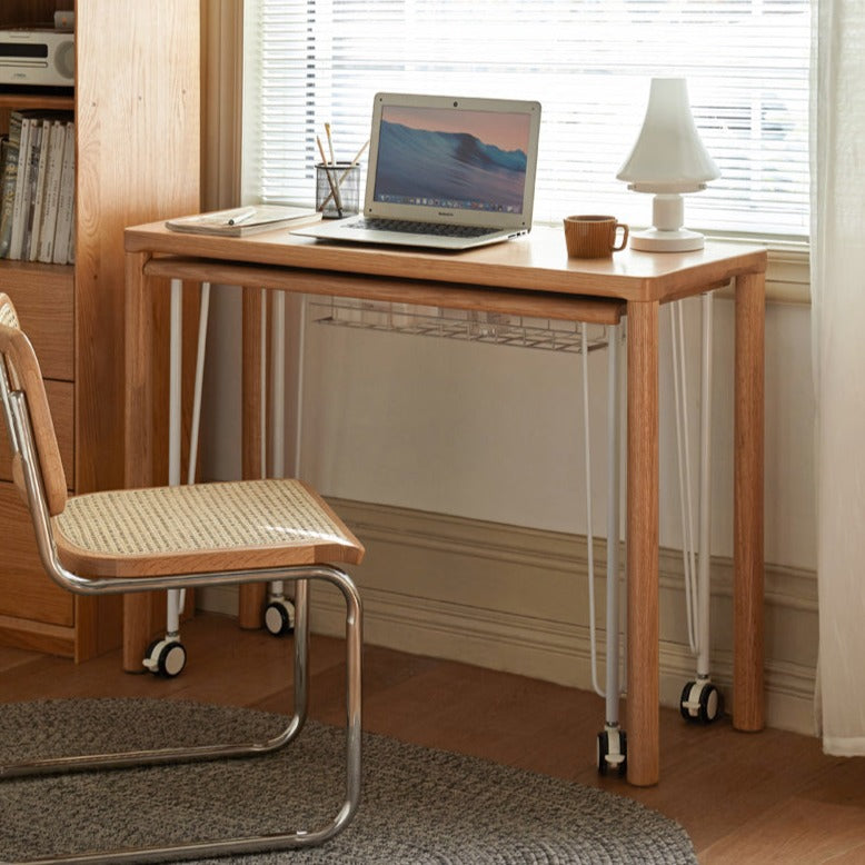 Two-level stackable Office desks Oak solid wood-