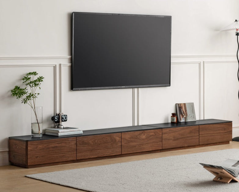 Floating walnut deals tv stand