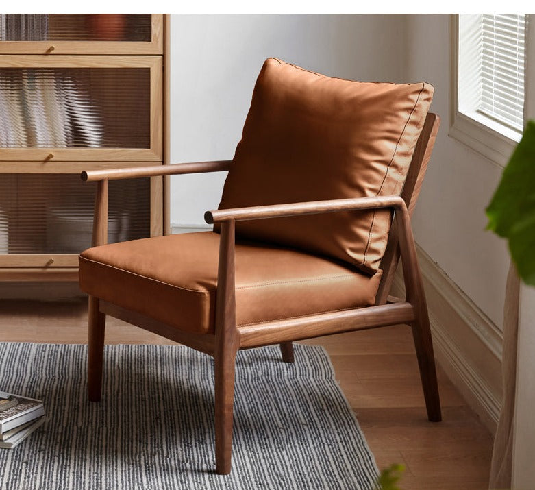 Leisure armchair & footstool Black Walnut solid wood"