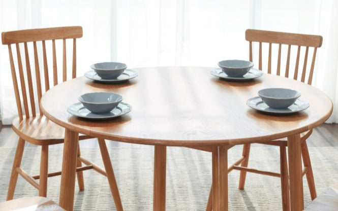 Round dining table Oak solid wood-