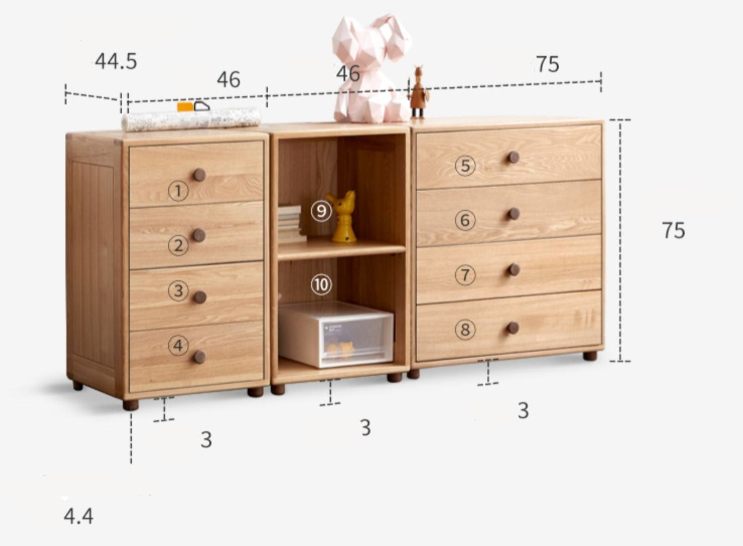 Kids Dresser, chests, storage cabinet Oak solid wood"