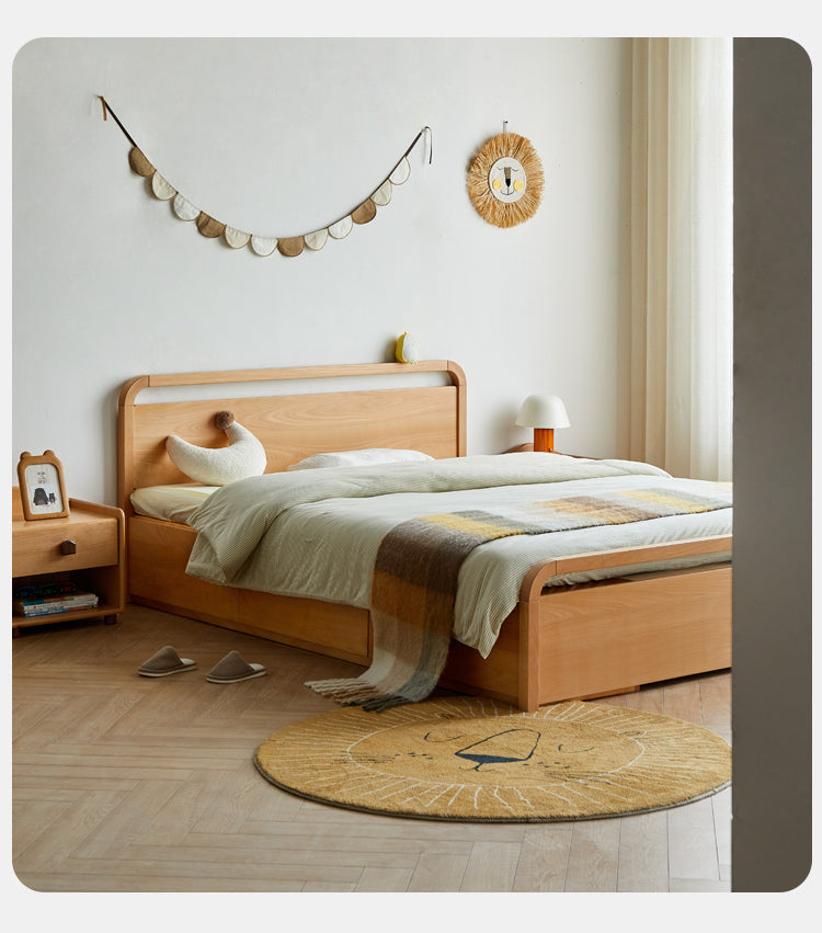 Multi-functional with storage box bed Beech solid wood""