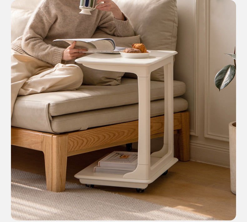 Mobile side table Birch solid wood"