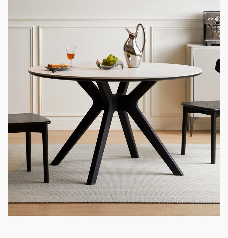 Smoked Slate top dining table Oak solid wood"
