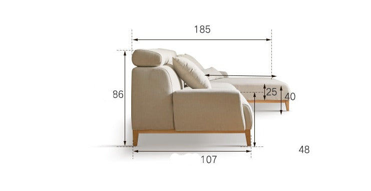 Corner fabric sofa adjustable headrest)