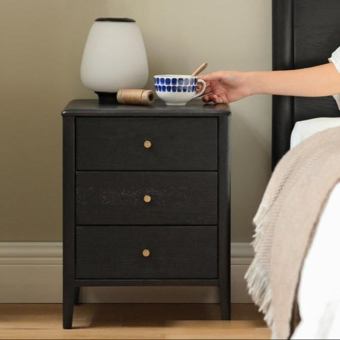 Oak solid wood retro smoky color Nightstand.