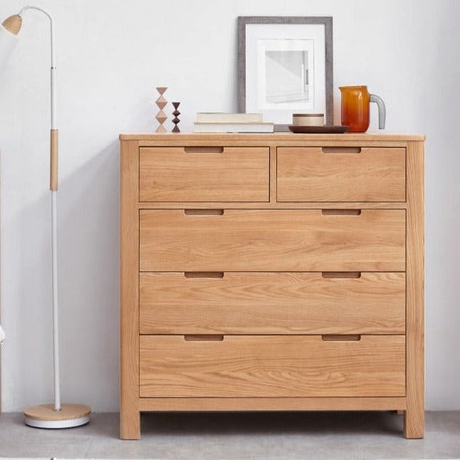 Oak solid wood Wide chest of drawers