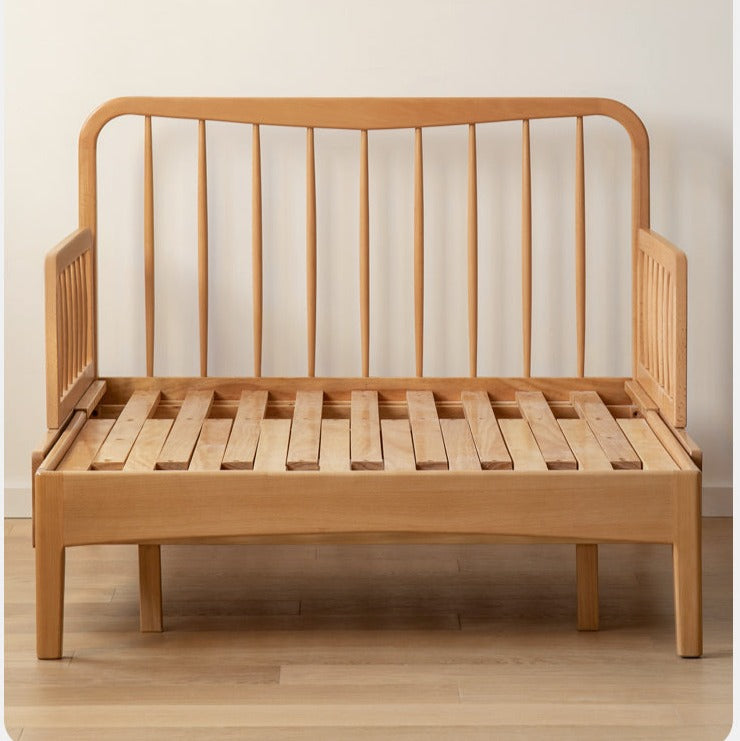 Retractable Montessori bed With Rails Oak solid wood"