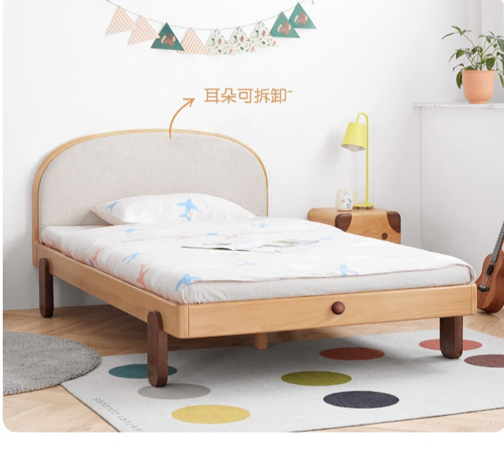 Beige bear, kitten soft ,beech solid wood bed-