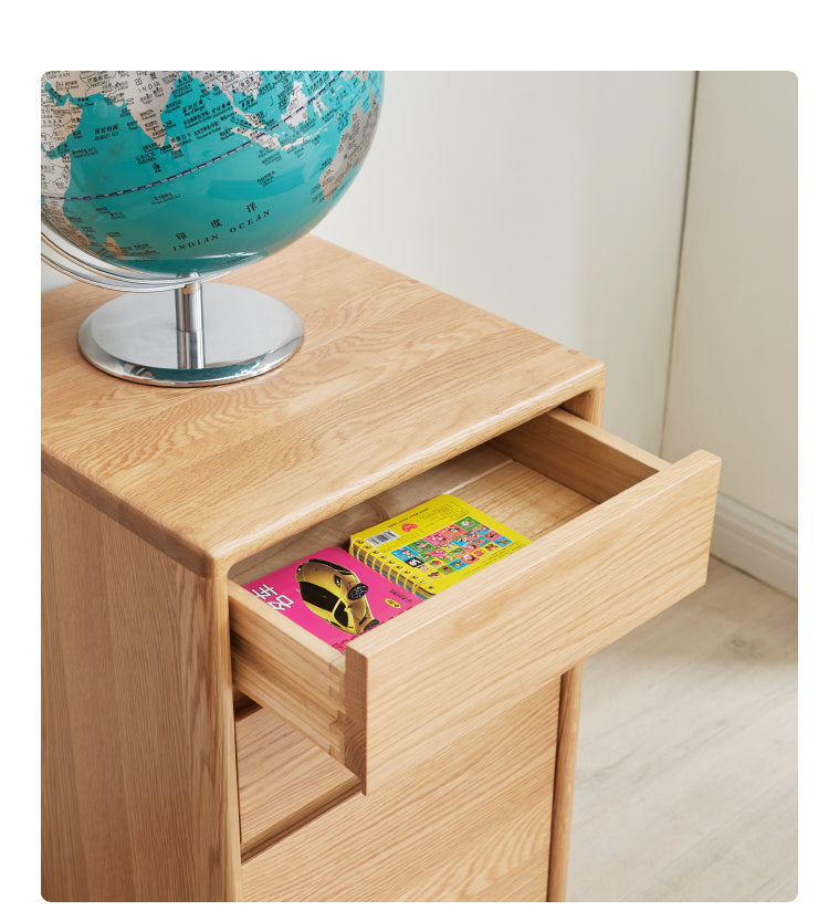 Drawer multi-functional bedside table Oak solid wood"
