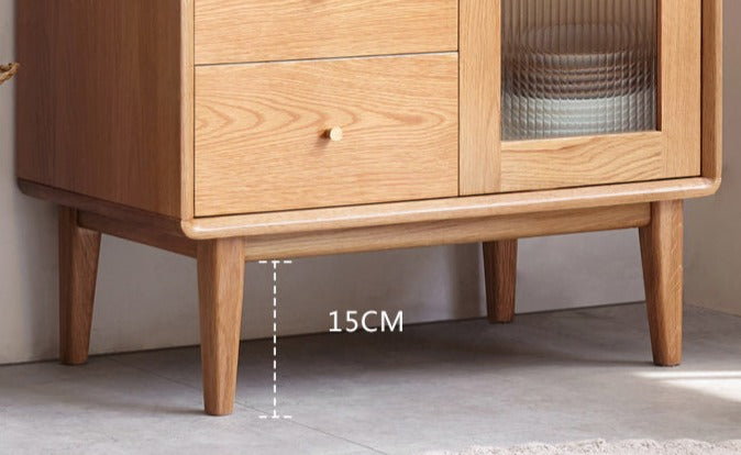 Semi-open Side cabinet Oak solid wood"