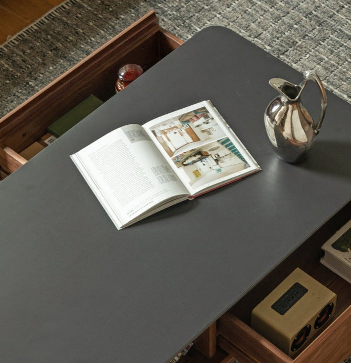 Coffee Table Black Walnut solid wood Black Slate"