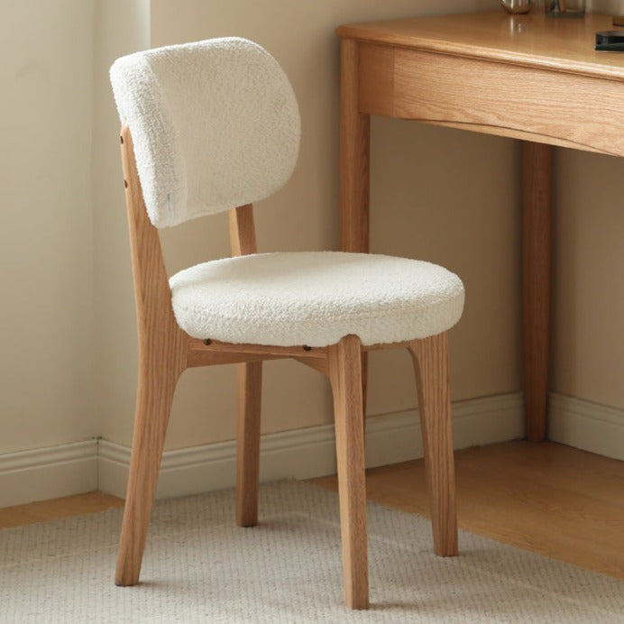 Makeup stool lamb velvet Oak solid wood*